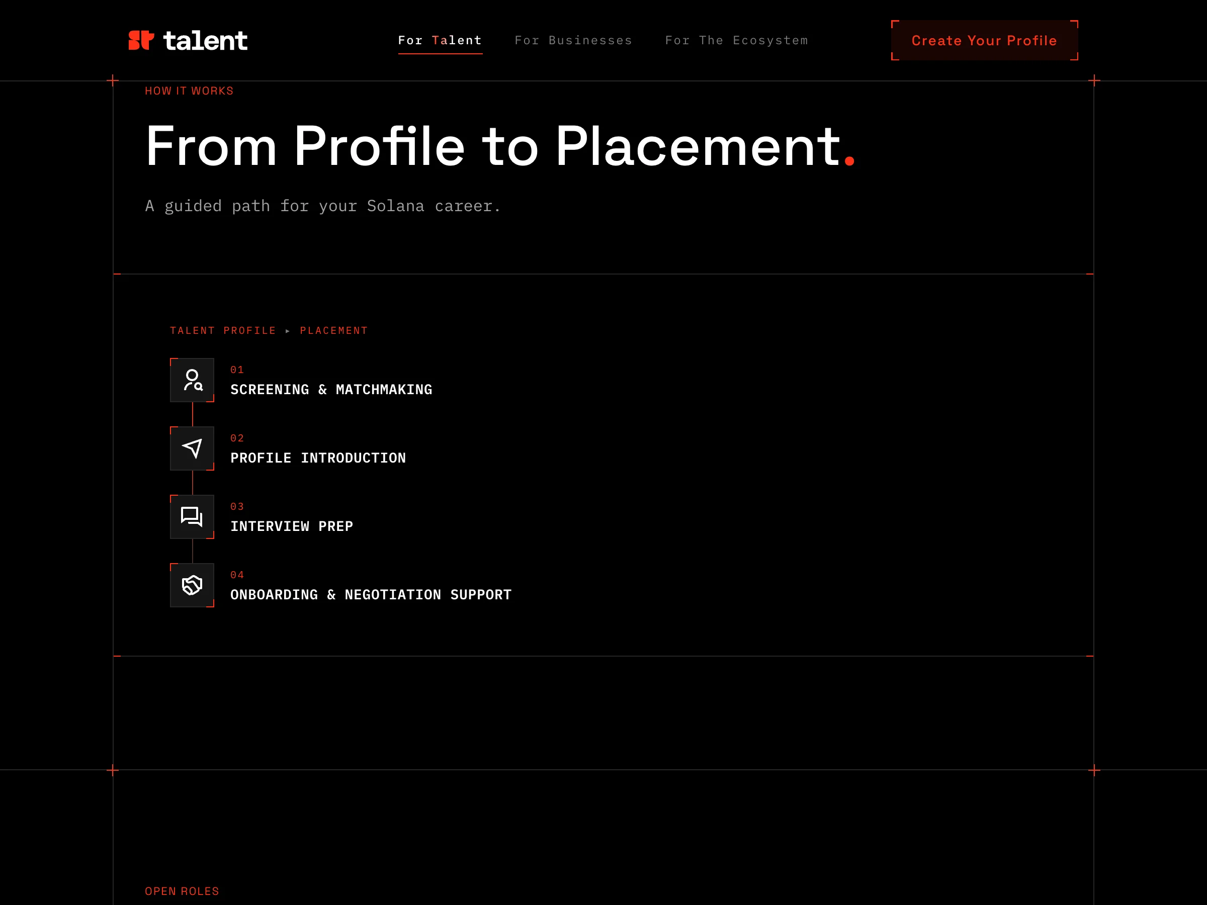 From Profile to Placement: screening and matching, profile introduction, interview prep, and onboarding and negotiation support.